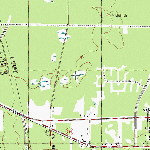 Topographic Map of Millcreek, TX