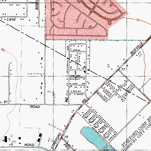 Topographic Map of Missouri City Estates, TX