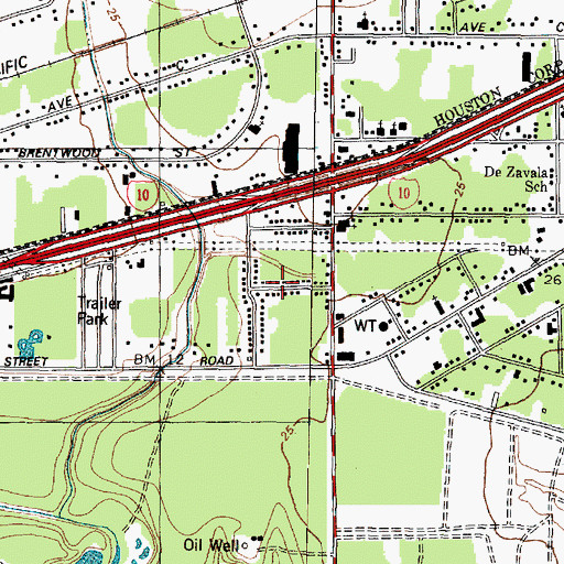 Topographic Map of Monroe Place, TX