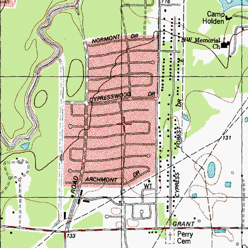 Topographic Map of Norchester, TX