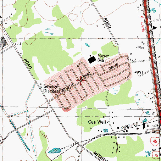 Topographic Map of North Forest, TX