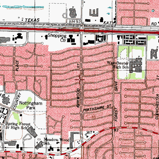 Topographic Map of Nottingham, TX