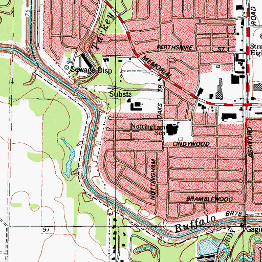 Topographic Map of Nottingham Forest, TX