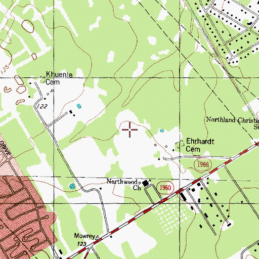 Topographic Map of Oak Creek Village, TX