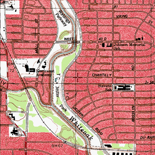 Topographic Map of Oak Forest, TX