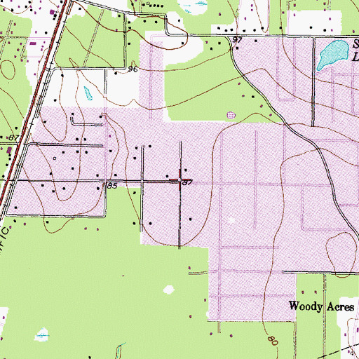 Topographic Map of Oak Terrace, TX