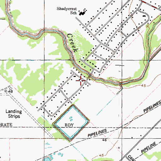 Topographic Map of Oakbrook Estates, TX