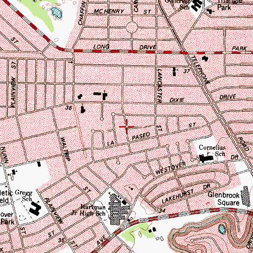Topographic Map of Oakland Plaza, TX