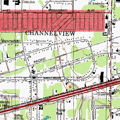 Topographic Map of Old River Terrace, TX