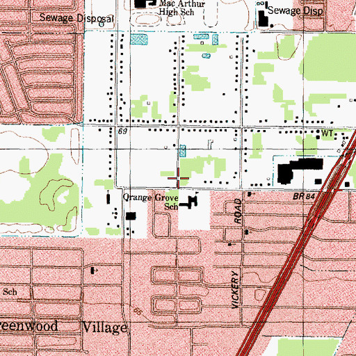 Topographic Map of Orange Grove, TX