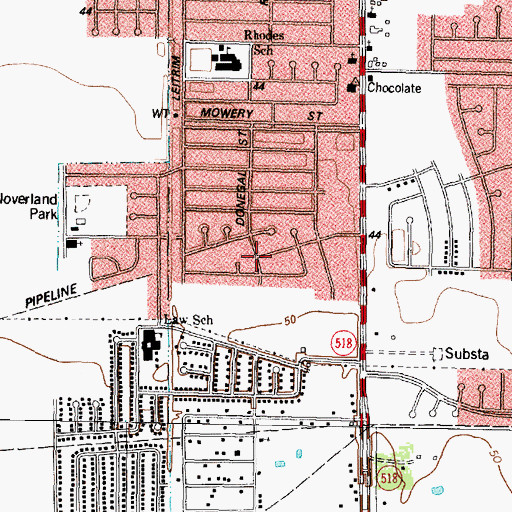 Topographic Map of Paradise Valley, TX