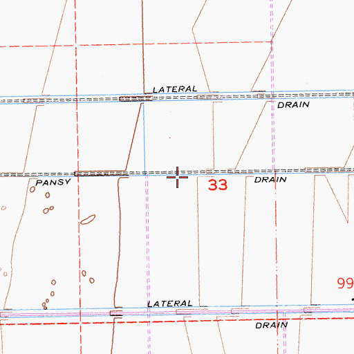 Topographic Map of Pansy Drain, CA