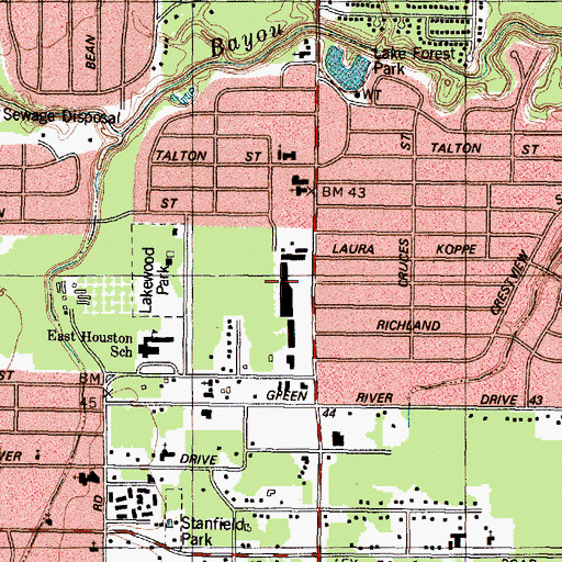 Topographic Map of East Park Shopping Center, TX