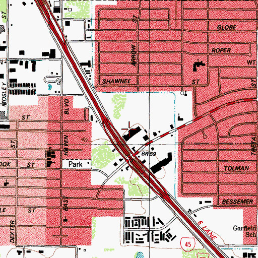 Topographic Map of Edgebrook Shopping Center, TX