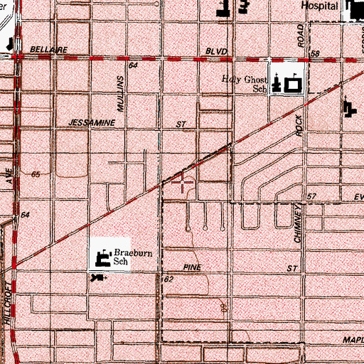 Topographic Map of El Camino Shopping Center, TX