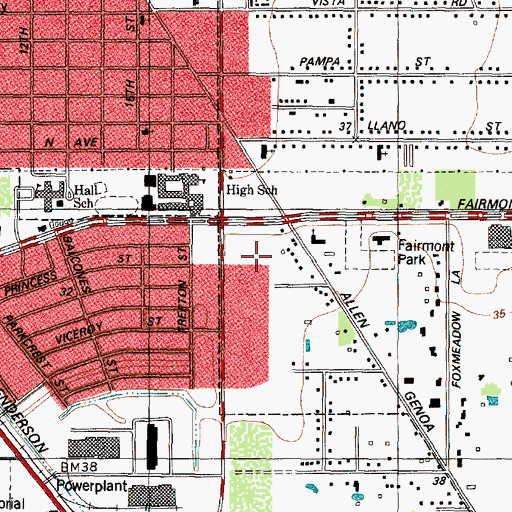 Topographic Map of Fairmont Junction Center Shopping Center, TX