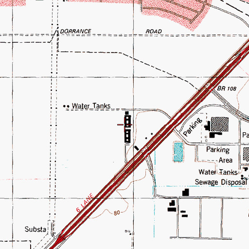 Topographic Map of Fountains on the Lake Shopping Center, TX