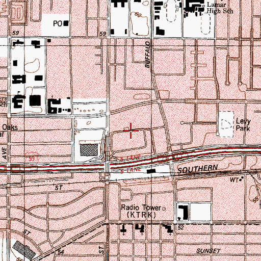 Topographic Map of Greenway Plaza Shopping Center, TX