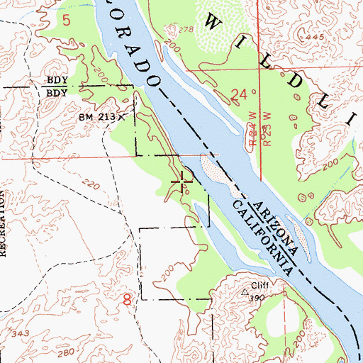 Topographic Map of Para Wash, CA