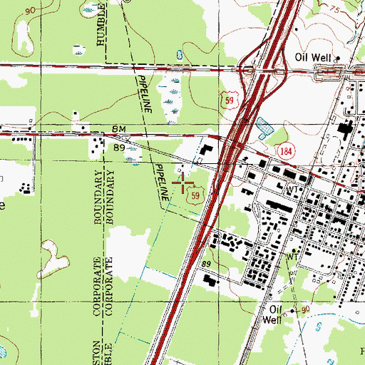 Topographic Map of Humble Plaza Shopping Center, TX