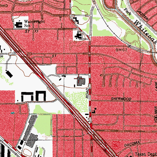 Topographic Map of Keystone Plaza Shopping Center, TX