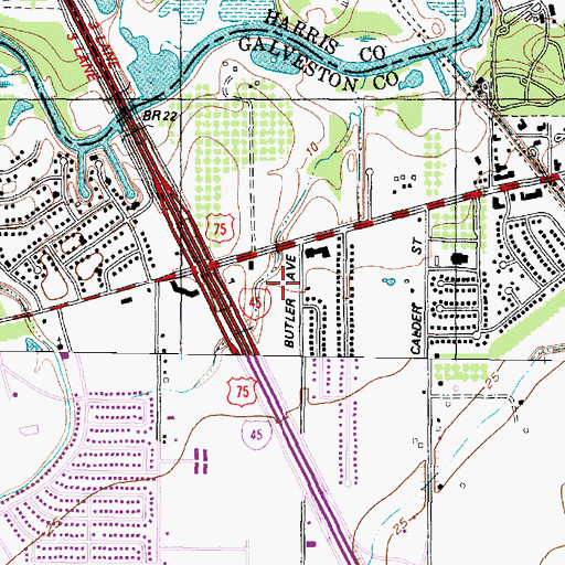 Topographic Map of League City Plaza Shopping Center, TX