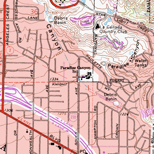 Topographic Map of Paradise Canyon Elementary School, CA