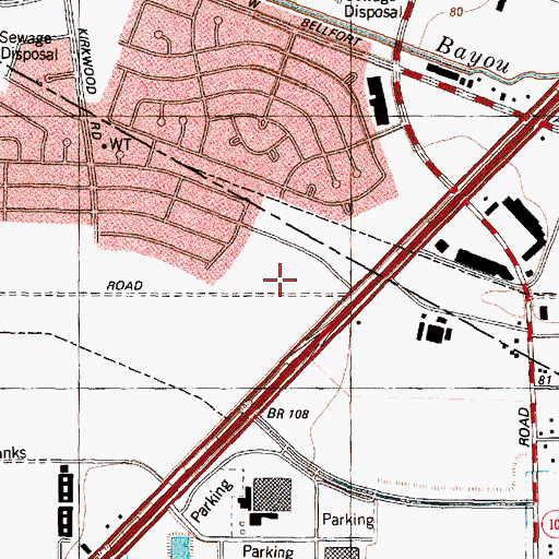 Topographic Map of Meadows Center Mall Shopping Center, TX
