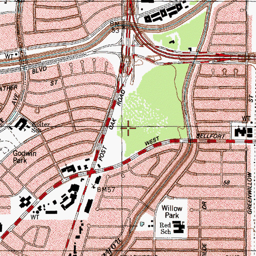 Topographic Map of Meyer Park Center Shopping Center, TX