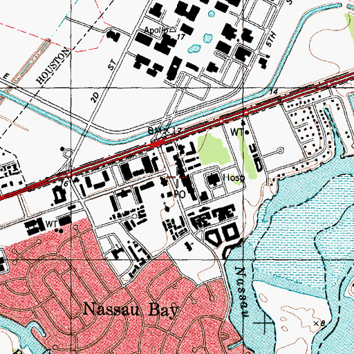 Topographic Map of Nassau Bay Shopping Center, TX