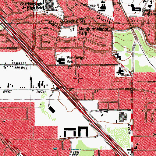 Topographic Map of Northbrook Shopping Center, TX