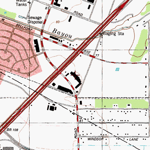 Topographic Map of Parkshire Center Shopping Center, TX