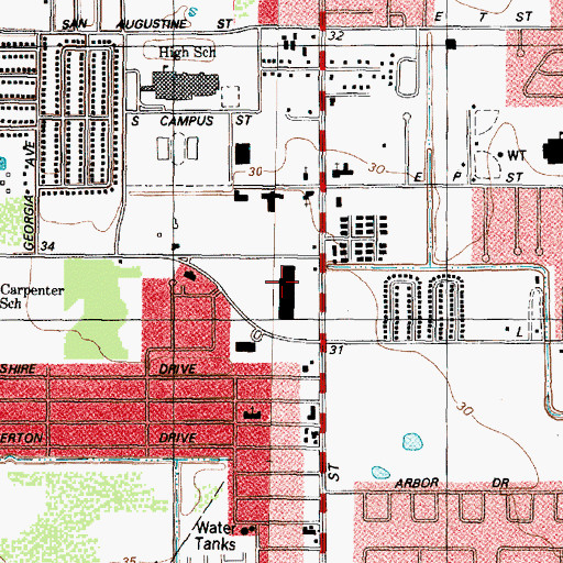 Topographic Map of Parktown Shopping Center, TX
