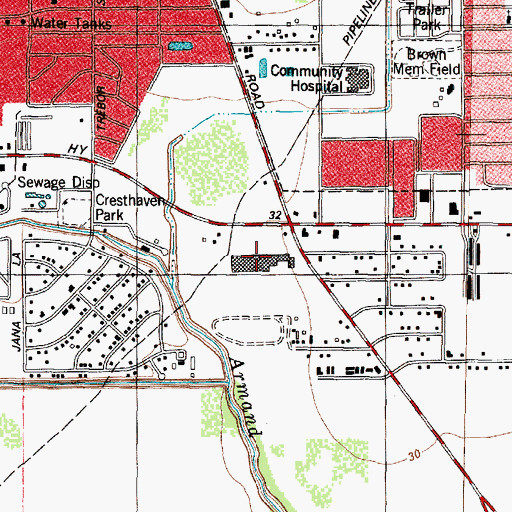 Topographic Map of Pasadena Park Shopping Center, TX