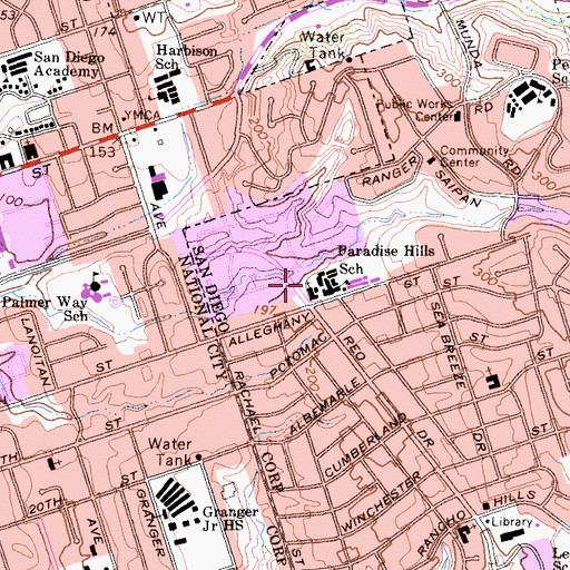 Topographic Map of Paradise Elementary School, CA