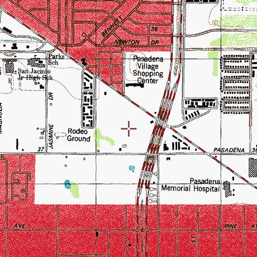 Topographic Map of Randalls Shopping Center, TX