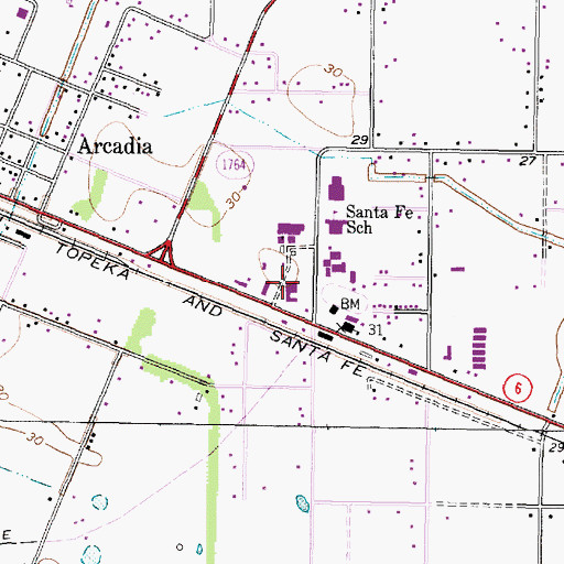 Topographic Map of Santa Fe Plaza Shopping Center, TX