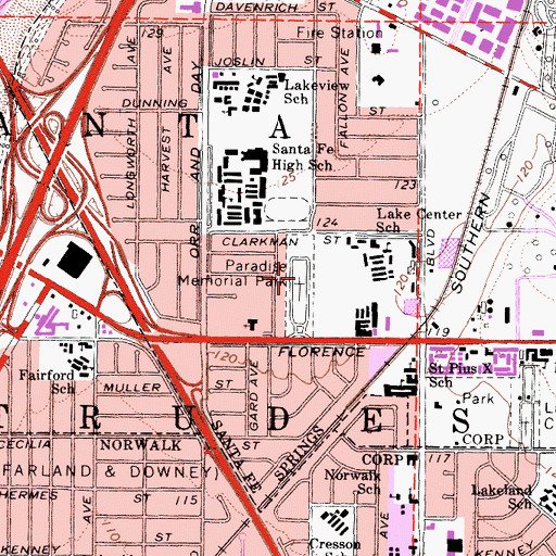 Topographic Map of Paradise Memorial Park, CA