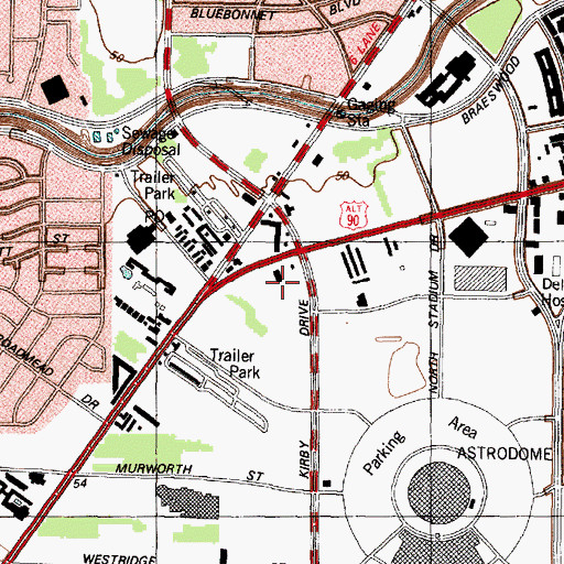 Topographic Map of Shops at Three Corners Shopping Center, TX