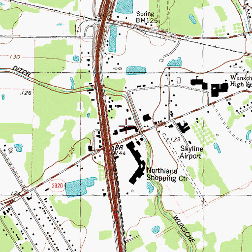 Topographic Map of Spring Center Shopping Center, TX