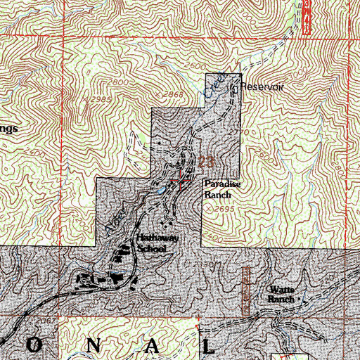 Topographic Map of Paradise Ranch, CA