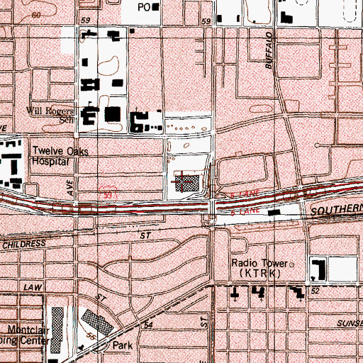 Topographic Map of The Summit Shopping Center, TX