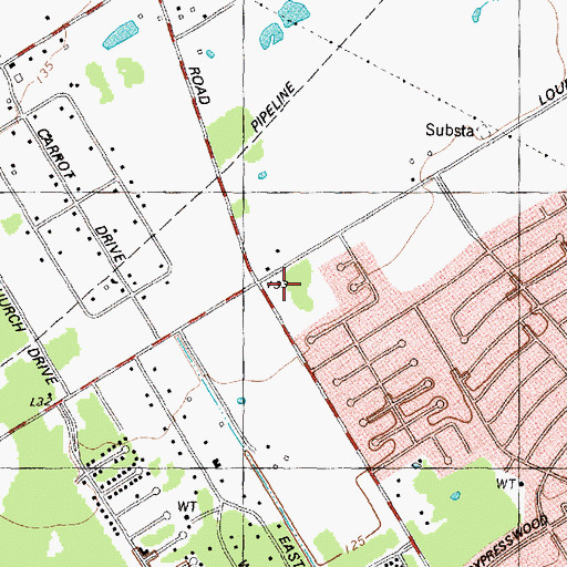 Topographic Map of Village Green Plaza Shopping Center, TX