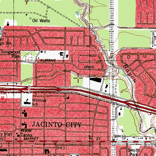 Topographic Map of Wood Forest Square Shopping Center, TX