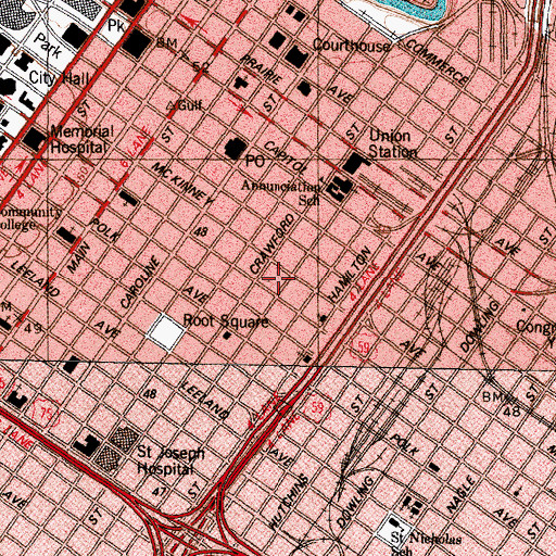 Topographic Map of Houston Center Gardens, TX