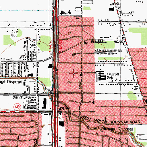 Topographic Map of Airline Estates, TX