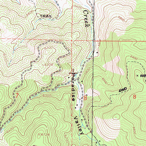 Topographic Map of Paradise Valley, CA