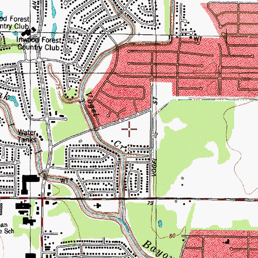 Topographic Map of Arbor Oaks, TX