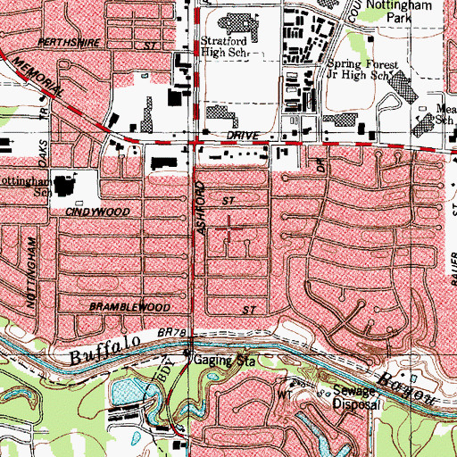 Topographic Map of Ashford Forest, TX