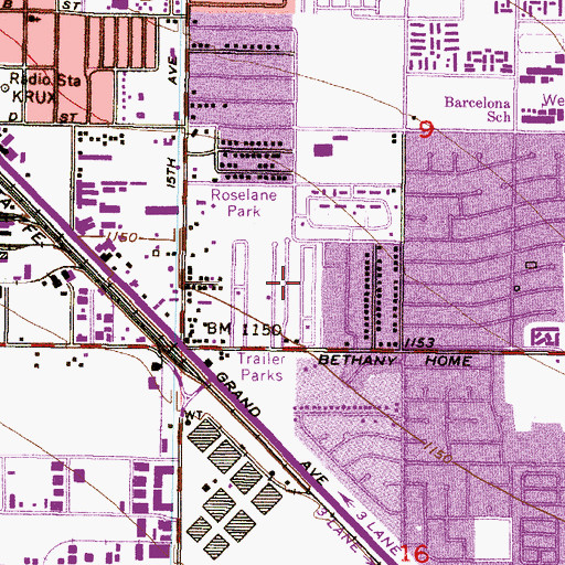 Topographic Map of Bethany Villa Adult Mobile Home Park, AZ